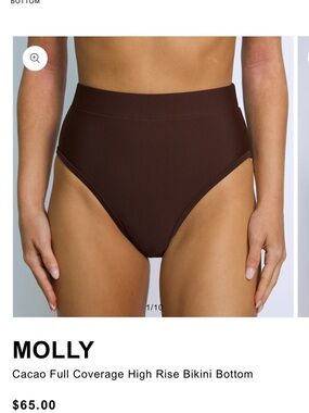 Molly Cacao High-Rise Full Coverage Bikini Bottom